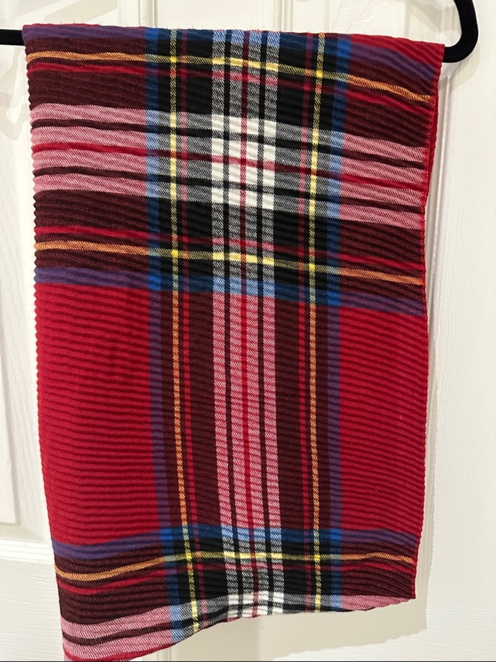 Marcus Adler Red Tartan Plaid Scarf / Wrap / Throw